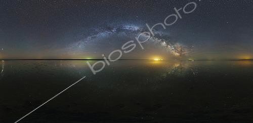 Biosphoto | 2484634 | 360 panorama of the Milky Way with reflection of stars over Lake Elton salt lake in Russia. | © Yuri Zvezdny / Stocktrek Images / Biosphoto