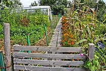 Biosphoto | 2575178 | Allotment garden entrance, Allonnes, Sarthe, France | &copy; Michel Gile / Biosphoto