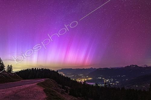 Biosphoto | 2624283 | Aurora borealis over Annecy, Semnoz, Haute-Savoie, France. | &copy; Philippe Jacquot / Biosphoto