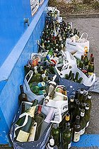 Biosphoto | 1458222 | Bottles in front of a full bottle bank | &copy; Meinrad Riedo / imageBROKER / Biosphoto