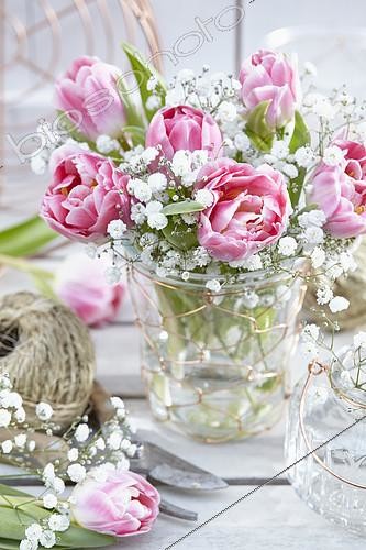 Biosphoto | 2164555 | Bouquet de Tulipes Endless Love et Gypsophile | &copy; Visions Pictures / Biosphoto