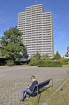 Biosphoto | 1605595 | Boy, 9, playing with his Nintendo in front of a high-rise apartment building, satellite town of Chorweiler in Cologne, North Rhine-Westphalia, Germany, Europe | © Walter G. Allgoewer / imageBROKER / Biosphoto