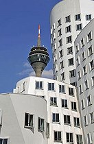 Biosphoto | 1601221 | Buildings designed by Frank Gehry and the television tower, Duesseldorf, North Rhine-Westphalia, Germany, Europe | © Walter G. Allgoewer / imageBROKER / Biosphoto