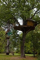 Biosphoto | 1251185 | Cabane des Amoureux perchée à 8 m dans un chêne de 130 ans | &copy; Franck Fouquet / Biosphoto