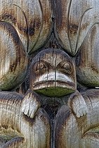 Biosphoto | 1609548 | Carved totem pole, Ksan Village, Hazelton, British Columbia, Canada, North America | &copy; Olaf Krueger / imageBROKER / Biosphoto