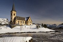 Biosphoto | 1604610 | Church of Svolvær or Svolvaer, Lofoten Islands, Northern Norway, Norway, Europe | © Olaf Krueger / imageBROKER / Biosphoto