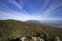 Biosphoto | 2593249 | Cime de Stella, at the summit a breathtaking view of the entire Cap Corse, the East Coast and the West Coast under an azure blue sky streaked with white clouds, Corsica, France | &copy; Hyacinthe Sambroni / Biosphoto