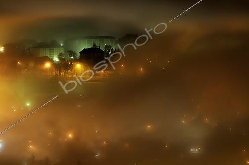 Biosphoto | 576748 | City of Annecy in the fog at night in winter | &copy; Christophe Suarez / Biosphoto
