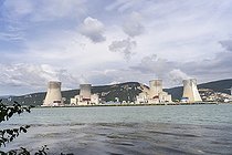 Biosphoto | 2588058 | Cruas Meysse nuclear power plant in Ardeche seen from the Drome on the left bank of the Rhone river in La Coucourde, France. | &copy; Antoine Boureau / Biosphoto
