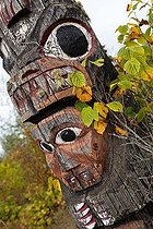 Biosphoto | 1389480 | Détail d'un totem Gitxsan Kitwanga Colombie Britannique | &copy; Jean-Baptiste Strobel / Biosphoto