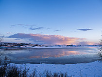 Biosphoto | 2621578 | Dramatic louds over the frozen Porsangerfjord during winter near town Lakselv. Europe, Scandinavia, Norway, Finnmark | &copy; Martin Zwick / Biosphoto