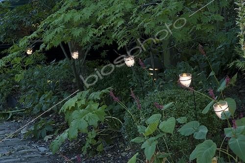 Biosphoto | 2023857 | Eclairage au jardin avec des photophores en verre | &copy; Alexandre Petzold / Biosphoto