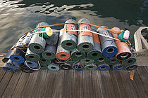Biosphoto | 2609472 | Fishing sector. Drum for moray eel fishing. It is a traditional, artisanal fishing technique, cylindrical in shape, with an opening or funnel through which moray eels can easily enter, but not exit. Fish are placed inside and left on the seabed, usually near rocks or caves where moray eels usually live. Fishermen's Guild of San Roque and Isla Baja, Garachico, Tenerife, Canary Islands. | &copy; Sergio Hanquet / Biosphoto