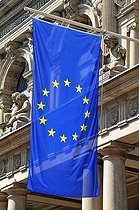 Biosphoto | 1601196 | Flag of Europe, Deutsche Boerse AG, Frankfurt, Hesse, Germany, Europe | © Walter G. Allgoewer / imageBROKER / Biosphoto