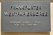 Biosphoto | 1601187 | Frankfurter Wertpapierboerse, or Frankfurt Securities Exchange, sign at the building entrance, Frankfurt, Hesse, Germany, Europe | © Walter G. Allgoewer / imageBROKER / Biosphoto