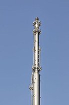 Biosphoto | 1606316 | Gas flare of the Schwelgern coke oven plant, ThyssenKrupp Stahl AG, factory premises Hamborn, Schwelgern Duisburg, North Rhine-Westphalia, Germany, Europe | © Walter G. Allgoewer / imageBROKER / Biosphoto