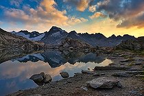 Biosphoto | 2454888 | Grätlisee with reflection of the mountains and clouds in the morning light, Canton Valais, Switzerland, Europe | &copy; Daniel Bärtschi / imageBROKER / Biosphoto