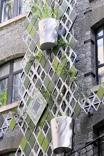 Biosphoto | 2437909 | Green interior facade of the Docks de Marseille, former warehouses now hosting offices and shops in the Joliette district in Marseille, Provence, France | &copy; Laurent Lhoté / Biosphoto