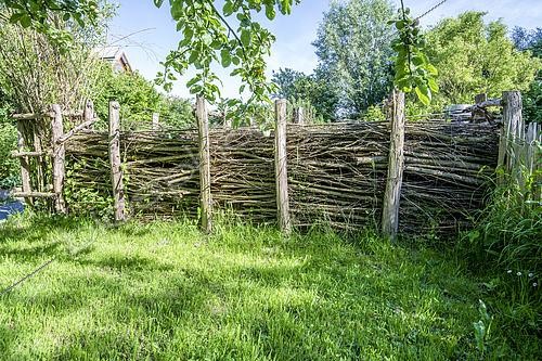 Biosphoto | 2557731 | Haie sèche ou haie de Benjes dans un jardin, printemps, Manche, Normandie, France | &copy; Yann Avril / Biosphoto