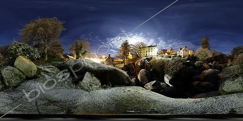 Biosphoto | 1159962 | Huelgoat rock chaos in the light of the Full Moon ; Light pollution rivals with the light of the full moon to illuminate the landscape of Huelgoat rocky chaos covered with snow. In the sky, Ursa Major gives the direction of the star Arcturus, in Bootes. | &copy; Laurent Laveder / Biosphoto