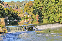 Biosphoto | 2609789 | Huisne River and the dam at Montfort-le-Gesnois, Sarthe, Pays de la Loire, France. | &copy; Michel Gile / Biosphoto