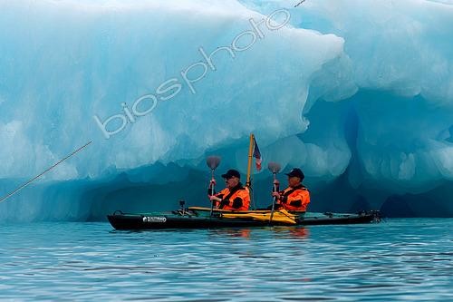 Biosphoto | 2589228 | Kayakers in front of an iceberg, East coast of Greenland | &copy; Pierre Vernay / Biosphoto