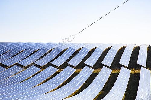 Biosphoto | 2490391 | Large photovoltaic installation in a natural environment above Les Mées, Plateau de Valensole, Alpes de Haute Provence, France | &copy; David Tatin / Biosphoto