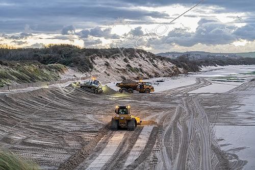 Biosphoto | 2494934 | Machines re-sanding the dune of Wissant before a storm, Pas de Calais, Opal Coast, France | &copy; Yann Avril / Biosphoto