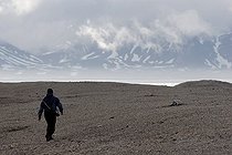 Biosphoto | 1254828 | Man walking on the tundra Spitzbergen Svalbard | &copy; Birgit Ryningen / Visual and Written - Photo Collection / Biosphoto