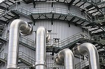 Biosphoto | 1603895 | Manifolds, cooling tower, EVONIK STEAG coal power plant Walsum, Duisburg, Ruhrgebiet region, North Rhine-Westphalia, Germany, Europe | © Walter G. Allgoewer / imageBROKER / Biosphoto