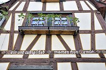 Biosphoto | 1604089 | Message on a half-timbered house in Bacharach, UNESCO World Heritage Site, Upper Middle Rhine Valley, Bacharach, Rhineland Palatinate, Germany, Europe | © Walter G. Allgoewer / imageBROKER / Biosphoto