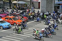 Biosphoto | 1600194 | Motorbikers, moped riders and cars in traffic chaos, Ratchamnoen Klang Road, Bangkok, Thailand, Asia | &copy; Walter G. Allgoewer / imageBROKER / Biosphoto