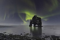 Biosphoto | 2482171 | Northern lights over Hvitserkur, a spectacular rock formation in Iceland. | &copy; Giulio Ercolani / Stocktrek Images / Biosphoto