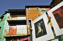 Biosphoto | 1601843 | Painting with tango dancers and colourfully painted houses in the dock area La Boca, Buenos Aires, Argentina, South America | © Florian Kopp / imageBROKER / Biosphoto