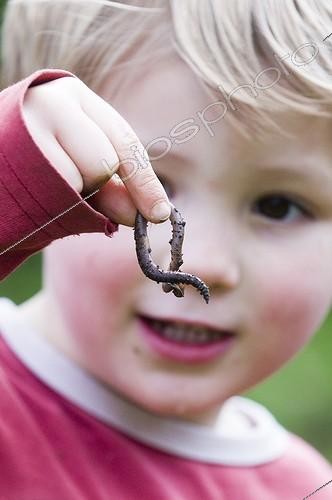 Biosphoto | 1250572 | Petit garçon tenant un ver de terre entre ses doigts Norfolk RU | &copy; David Tipling / Biosphoto