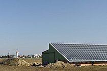 Biosphoto | 1252161 | Photovoltaic roof and Fessenheim Nuclear Power Plant France | &copy; Denis Bringard / Biosphoto