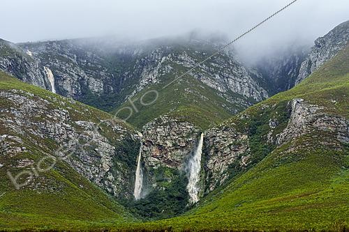 Biosphoto | 2626185 | Pig’s Snout (Vark-se-Snoet) Waterfall cascading through the rugged Kleinrivier Mountains between Hermanus and Stanford on South Africa’s Whale Coast, showcasing the natural beauty of the Overberg region. | &copy; Roger de La Harpe / Biosphoto