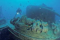 Biosphoto | 49660 | Plongeur et épave du Thistlegorm Ras Mohammed Egypte | &copy; Jean Cassou / Biosphoto