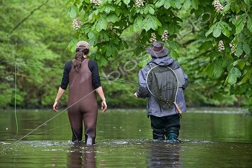 Biosphoto | 1134775 | Professional guide fly fishing and his student Alsace France | &copy; Bruno Mathieu / Biosphoto