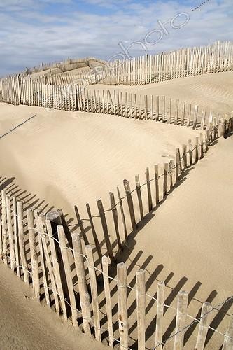 Biosphoto | 529754 | Regeneration of coastal dunes by lattice fences France ; Espiguette beach in Grau-du-Roi. | &copy; David Tatin / Biosphoto