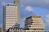 Biosphoto | 1605867 | Seat of the Lufthansa airline until 2007, Max-Cologne high-rise building, Rhine shore in Deutz, Cologne, North Rhine-Westphalia, Germany, Europe | © Walter G. Allgoewer / imageBROKER / Biosphoto