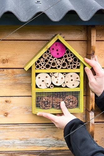 Biosphoto | 2025276 | Setting of an  insect hotel  in a garden | &copy; Yann Avril / Biosphoto