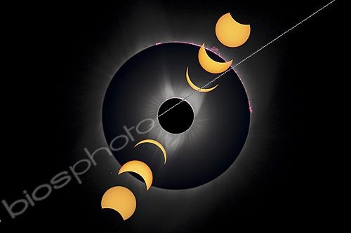Biosphoto | 2624551 | Solar Eclipse Sequence and Prominences, Idaho, United States, August 21, 2017 | &copy; Philippe Jacquot / Biosphoto