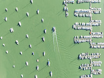 Biosphoto | 2609307 | Sports and fishing boats at the marina of the fishing village of Sancti Petri. In the marshland of the Bahía de Cádiz Nature Reserve. Aerial view.. Drone shot. Cádiz province, Andalusia, Spain. | &copy; Thomas Dressler / Biosphoto