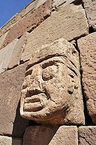 Biosphoto | 1601200 | Stone head in Tihuanaku, UNESCO World Heritage Site, La Paz, Bolivia, South America | © Florian Kopp / imageBROKER / Biosphoto