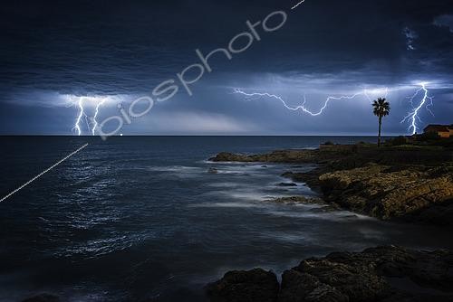 Biosphoto | 2590672 | Storm and lightning in the Mediterranean Sea, opposite Saint Aygulf, Var, France | &copy; Christophe Suarez / Biosphoto