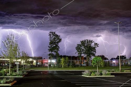 Biosphoto | 2024041 | Storm over a mall at night - France  ; Overlay 3 photos 30 seconds equivalent to a period of 1 minutes 30 seconds.  | &copy; Xavier Delorme / Biosphoto