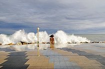Biosphoto | 1514262 | Storm, promenade, storm flood, waves, flood, Altea, Alicante province, Costa Blanca, Spain, Europe | &copy; Barbara Boensch / imageBROKER / Biosphoto