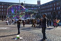 Biosphoto | 1250828 | Street Animation Giant soap bubbles Madrid Spain | &copy; Michel Gunther / Biosphoto