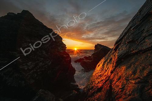Biosphoto | 2593262 | Sunrise on the road to Cap Corse, a grotto below the convent of Sainte Catherine from which this image was taken of sunrise over the Tyrrhenian Sea, Corsica, France | &copy; Hyacinthe Sambroni / Biosphoto